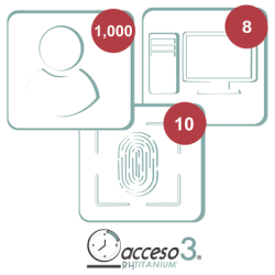[BAJO PEDIDO] Licencia de 3 años para software Acceso3 TITANIUM / 1000 Empleados / 10 reloj / 8 PC 