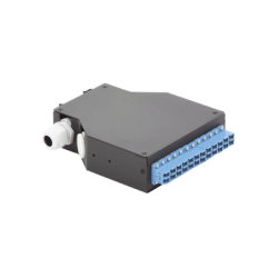 Distribuidor de Fibra Óptica Para Riel Din, 12 acopladores LC/UPC Duplex Monomodo con Charola de Empalme