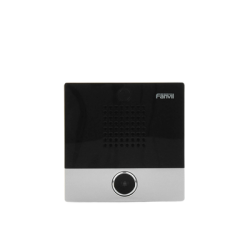 Mini Intercomunicador para hotelería y hospitales, con diseño elegante, PoE, 1 botón, 1 relevador integrado de salida y entrada.