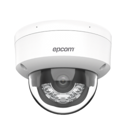 Domo IP 4 Megapixel / Lente 2.8 mm / Dual Light (30 mts IR + 30 mts Luz Blanca) / Micrófono Integrado / Antivandálico IK08 / ACUSENSE Lite / Exterior IP67 / H.265 / PoE / ONVIF / Micro SD