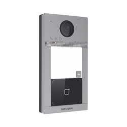 Videoportero IP 2 Megapixel / Llamada y Apertura Remota desde App Hik-Connect / PoE / Exterior IP65 + Antivandalico IK08 / 1 Departamento / Apertura con Tarjeta / Soporta 2 Puertas y hasta 6 Monitores